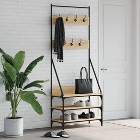 vidaXL Bengaleiro c/ arrumação calçado 72x34x184 cm carvalho sonoma