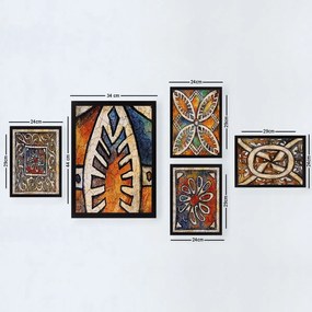 Pintura Decorativa em MDF Enquadrada SET_057 – Multicolor – 24 x 29 cm