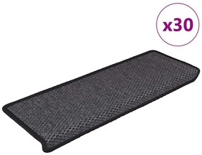 vidaXL Tapetes escada adesivos aspeto sisal 30pcs 65x21x4 cm antracite