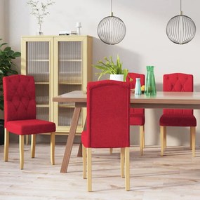 vidaXL Cadeiras de jantar 4 pcs tecido vermelho tinto