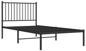 Estrutura de cama com cabeceira 90x190 cm metal preto