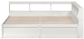 Cama com estante sem colchão 180x200 cm pinho maciço branco