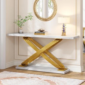 Tribesigns da mesa de mármore artificial moderna da mesa de console atrás do sofá do sofá