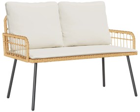 vidaXL Banco de jardim com almofada Natura 114 x 64 x 90cm Aço