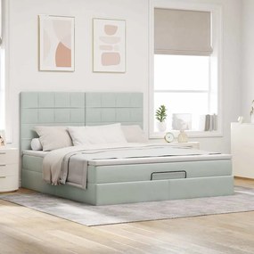 Estrutura cama otomana colchões 180x200cm veludo cinzento claro