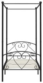 Estrutura de cama com dossel metal preto 90x200 cm