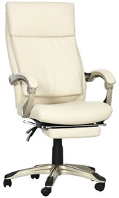 Cadeira de Escritório Ergonômica Cadeira de Escritório Reclinável Estofada em PU com Altura Ajustável Giratória e Apoio para os Pés Retrátil para Escr