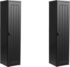 Conjunto de 2 Armários de Casa de Banho, 17 x 16 x 69 cm, 3 Prateleiras Removíveis, Preto