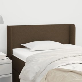 Cabeceira de cama c/ abas tecido 93x16x78/88 cm castanho-escuro