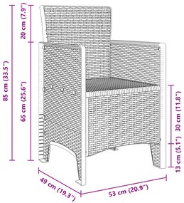 Conjunto de Jantar para Jardim 9 Peças Cinza Claro em Rattan Sintético