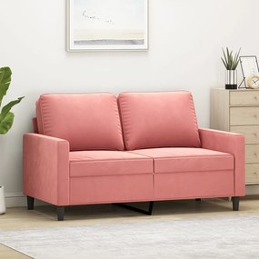 vidaXL Sofá de 2 lugares veludo 120 cm rosa