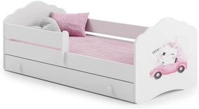 Cama infantil branca Wave gato 160x80 com gaveta - colchão e estrado incluído