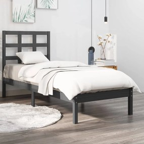 3105457 vidaXL Estrutura cama solteiro 90x200 cm madeira maciça cinzento