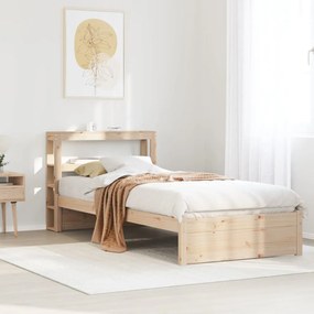 vidaXL Estrutura de cama com cabeceira 90x190 cm pinho maciço