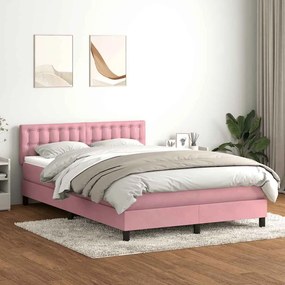 Cama com molas/colchão 140x210 cm veludo Rosa