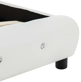 Cama com colchão 140x200cm couro artificial branco
