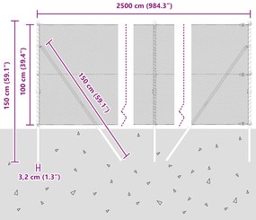 Conjunto de Cercas Conjunto de 2 Aço Galvanizado 25 x 1 m