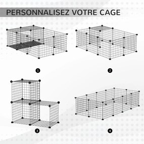 Recinto para pequenos animais – parque modular para coelhos, porquinhos-da-índia e roedores, preto
