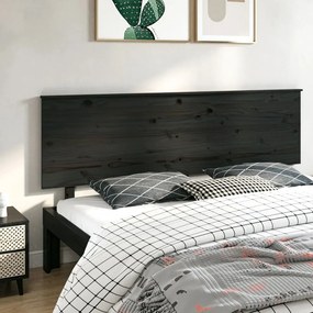 vidaXL Cabeceira de cama 204x6x82,5 cm pinho maciço preto