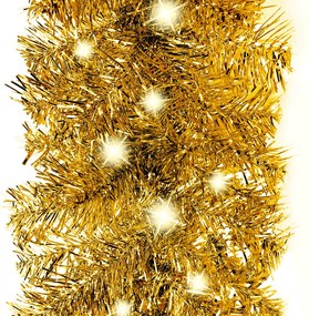 Grinalda de Natal com luzes LED 5 m dourado
