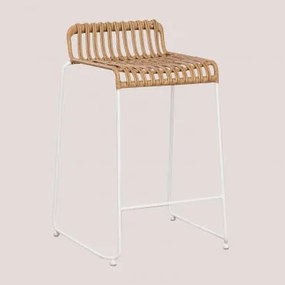 Pacote Com 4 Bancos Altos De Jardim Em Rattan Sintético Aroa ↑65 Cm & Branco - Sklum