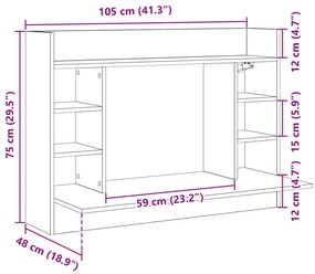 Secretária de parede 105x48x75 cm derivados de madeira branco