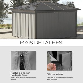 4 Paredes Laterais para Tenda 302x205 (NÃO INCLUIDA) cm Laterais para Tenda Universal com Ganchos e Argola em C para Tenda Cinza Claro