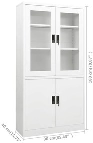 Armário de escritório 90x40x180 cm aço branco