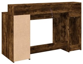 Secretária luzes LED 140x55x91cm deriv. madeira carvalho fumado