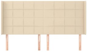 Cabeceira de cama c/ abas tecido 203x16x118/128 cm creme