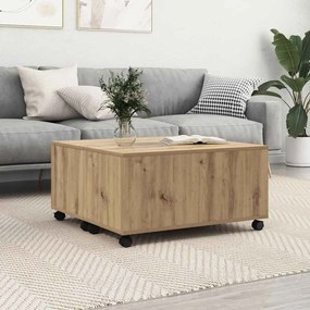 vidaXL Mesa de centro com roda carvalho artisiano 75 x 75 x 38 cm