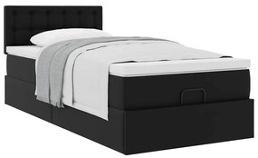 Cama otomana com colchão 80x200 cm couro artificial preto