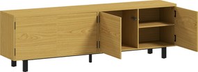 HOMCOM Móvel de TV 180 cm, móvel para TV até 208,3 cm com 4 portas de abertura por pressão 180x35x55,5cm efeito madeira natural | Aosom Portugal