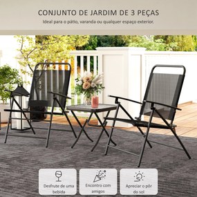 Conjunto de Mesa e Cadeiras de 3 Peças Móveis de Jardim Dobráveis com