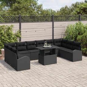 Conjunto de Sofá para Jardim vidaXL 11 Peças com Almofadas Rattan Pret