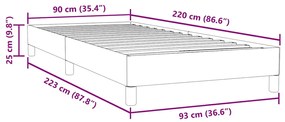 Cama com molas sem colchão 90x220 cm veludo cinzento-escuro