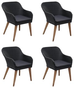 5 pcs conjunto de jantar para jardim preto