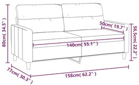 Sofá de 2 lugares em tecido 140 cm cinzento-claro