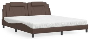 vidaXL Cama com colchão 180x200 cm couro artificial castanho