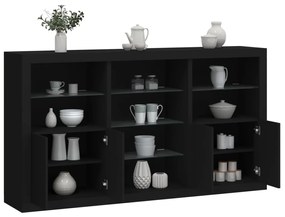 Aparador com luzes LED 181,5x37x100 cm preto