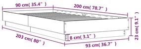 Estrutura cama 90x200 cm derivados de madeira cinzento sonoma