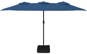 Guarda-sol de jardim com cabeça dupla 449x245 cm azul-ciano