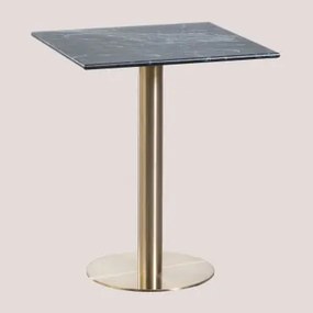 Square Cosmopolitan Marble Bar Table Mármore Verde Big Flower & ↔︎ 60 Cm & Ouro Champagne - Sklum