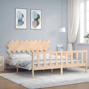 vidaXL Estrutura de cama Super King Size com cabeceira madeira maciça