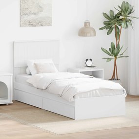 vidaXL Cama com Armazenamento Branco 75 x 190 cm Madeira processada