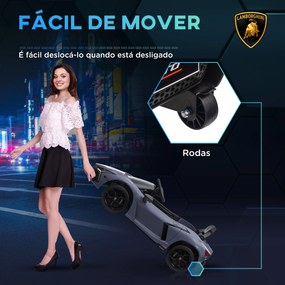 Carro Elétrico para Crianças Carro Lamborghini Revuelto com Bateria 12V  Faróis LED e Música 105x60x40 cm Cinza