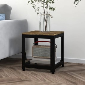 vidaXL Mesa de apoio 40x40x45 cm MDF e ferro castanho-escuro e preto