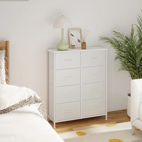 Cómoda com 8 gavetas forradas a tecido 30 x 76,7 x 95,2 cm Branco