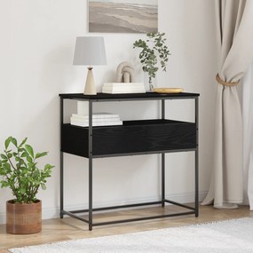 Mesa de Consola vidaXL Preto Carvalho 75x40x75 cm Madeira Engenharia e Aço