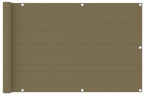 vidaXL Tela de varanda 90x600 cm PEAD cinzento-acastanhado